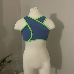 five dancewear crisscross top blue and green